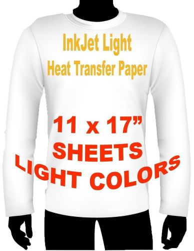 Ink jet heat iron on transfer paper light 5 pk 11 x 17&#034; for sale