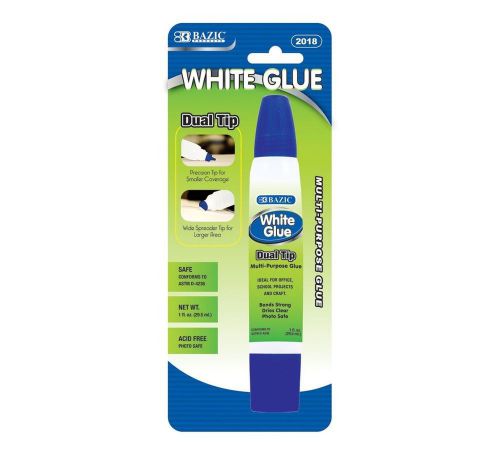 5x - BAZIC 1 Oz. (29.5mL) Dual Tip White Glue