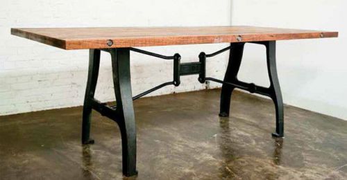 94&#034; Reclaimed Hardwood &amp; Cast Iron Modern Conference Table