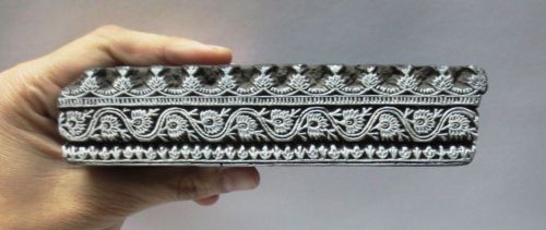 INDIAN WOODEN HAND CARVED TEXTILE FABRIC BLOCK PRINT STAMP FINE ART BORDER