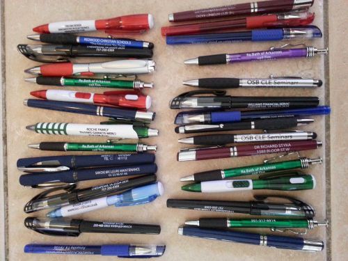 30 Misprinted Ball Point Plastic Retractable Pens Mixed