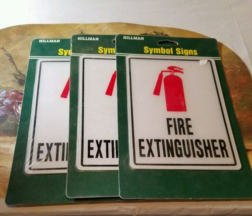 3 &#034;FIRE EXTINGUISHER&#034; SELF-ADHESIVE PLASTIC SIGNS 7&#034; X 5&#034; NEW