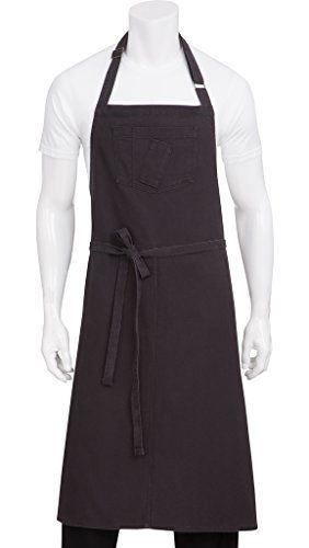 Chef Works ABCKV003-SGY-0 Pigment Dye Canvas Bib Apron, Steel Grey