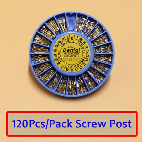 120Pcs/Pack Dental wonderful Golden Plated Screw Post Refill Complete Keys Qus