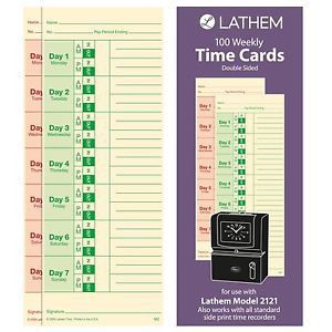 Lathem Weekly Time Cards Double-Sided for Lathem Model 2121/Side-Print Time C...