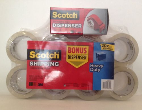 SCOTCH 3M CLEAR HEAVY DUTY SHIPPING PACKAGING TAPE 8 ROLLS TOTAL 436 YD (400 M)