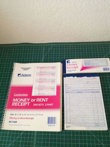 3 Assorted Adams Money Rent Receipt Books