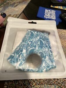 NIP Aqua Blue Paisley Print Adult Face Mask With Vent &amp; Filters