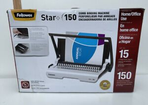 Fellowes Star+ 150 Manual Comb Binding Machine White 5006501 NEW 15 Sheets!