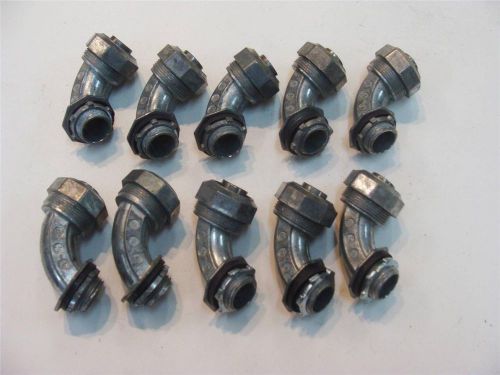 Lot of 10   1/2&#034; sweep liquid tight 90 degree connectors