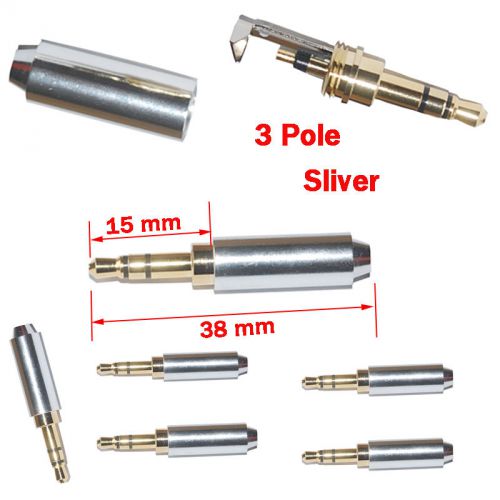 5pcs Sliver 3 Pole 3.5mm Male Repair headphone Jack Plug Metal Audio Soldering