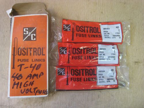 Lot Of 3 Positrol Universal Fuse Links 279040 40 AMP Length 23 SPEED T