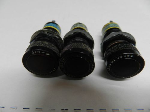 3 Vintage Panel Indicator Light Sockets Push To Test - Aircraft, Military, Ham ?