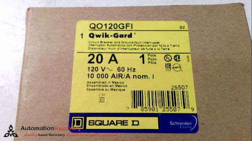 SQUARE D QOB120GFI MINIATURE CIRCUIT BREAKER 120V 20A, NEW