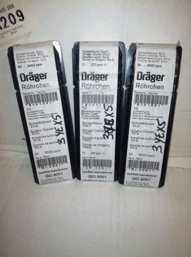 Drager Rohrchen 8101531 Detector Tube ~ Sulfur Dioxide ~ Lot of 3 PK 10