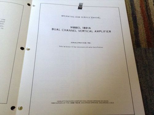 HP 1801A DUAL CHANNEL OSCILLOSCOPES PLUGIN ORIGINAL OPERATING &amp; SVC MANUAL