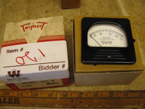 Nos in box triplett 367a 0-75 watts panel gauge meter for sale