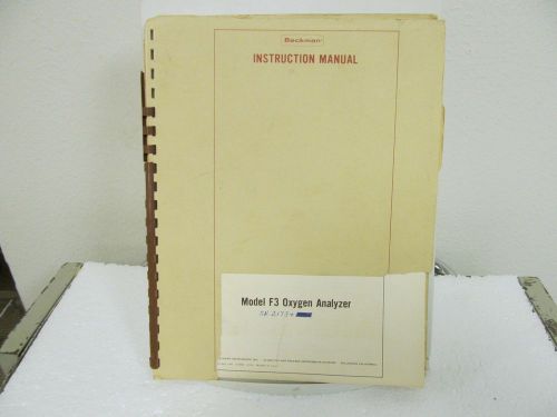 Beckman Model F3 Oxygen Analyzer Instruction Manual w/schematic