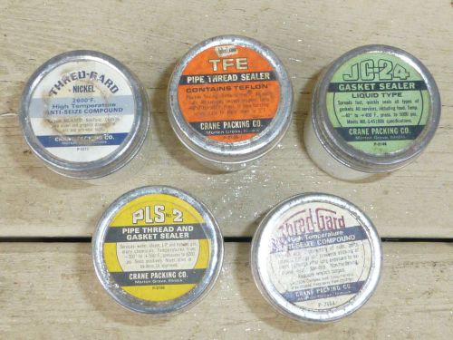 5 vintage pipe thread gasket sealer anti-seize compound thred gard crane packing for sale