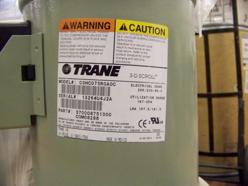 Trane 3D Scroll Compressor 208/230 V 60 H 3 Phase R22 7.5 Ton COM08288