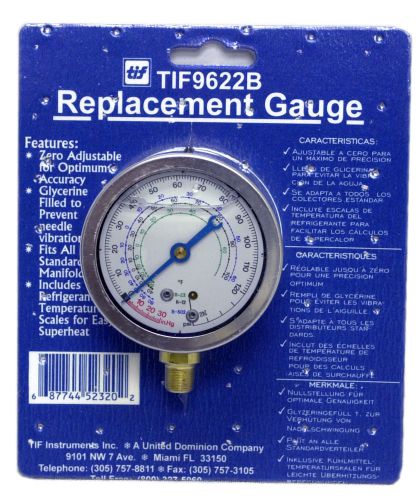 TIF TIF9622B 63mm, Glycerin Filled Zero-Adjustable Low Side Compound Gauge