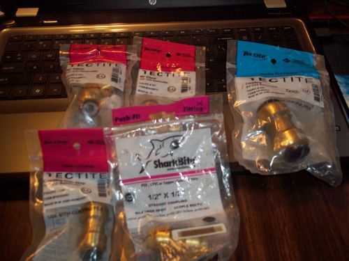 Mixed lot of (5) 1/2&#034; sharkbite fittings one 3/4 coupling sharkbite for sale