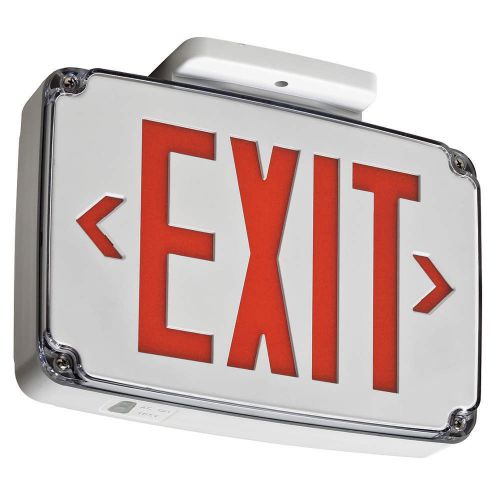 Acuity lithonia wlte w 1 r el wet location exit sign red 1side w bat. for sale