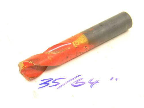 Used solid carbide stub spotting twist drill 35/64&#034; .5469&#034; tin for sale