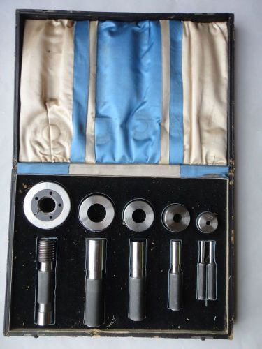 antique PRATT WHITNEY MASTER PIPE THREAD GAUGE??? TOOL SET w/WOOD/LEATHER BOX