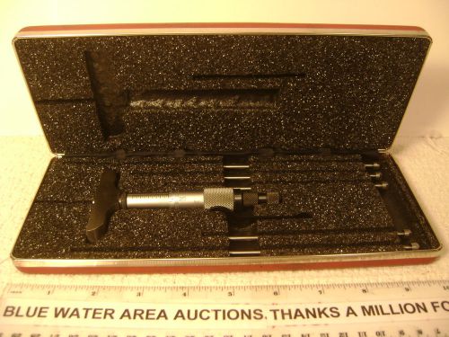 STARRETT Depth Micrometer Set # 440, 0&#034; - 6&#034;, .001&#034;, 2 1/2&#034; Head, Ratchet, EXLNT