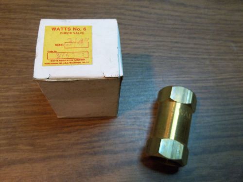 NEW WATTS 3/4&#034; X 3/4&#034; # 6 CHECK VALVE NIB