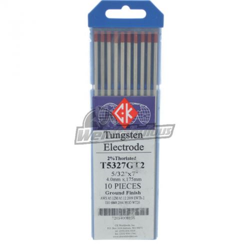 CK T5327GT2 2% Thoriated Tungsten Electrode 5/32&#034;  X 7&#034; Pkg = 10