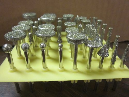 46 GRIT 50pc 1/8&#034; SHANK DIAMOND BURR SET 4 DREMEL / ROTARY TOOL CONE POINT ROUND