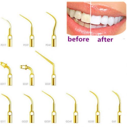 12pcs one set of golden perio scaling endo tips fit dte satele nsk dental scaler for sale