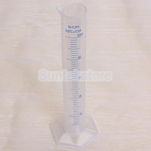 50ml Transparent Graduated Laboratory Lab Test Measuring Plastic Cylinder