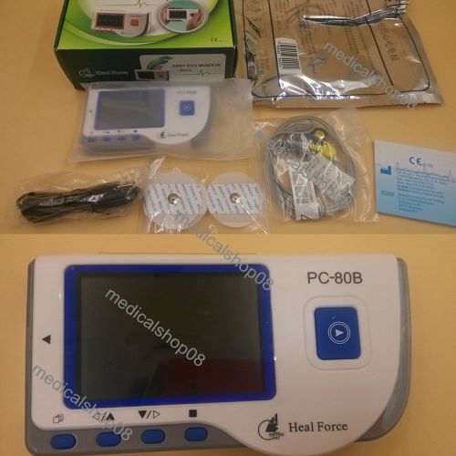 PC-80B HANDHELD ECG/EKG monitor COLOR SCREEN W/DISPOSABLE SNAP ELECTRODES