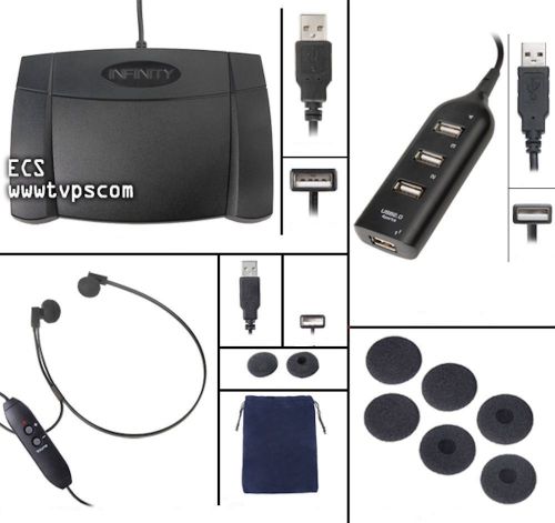 In-usb-2 foot pedal + hub + spusb headset transcription for sale