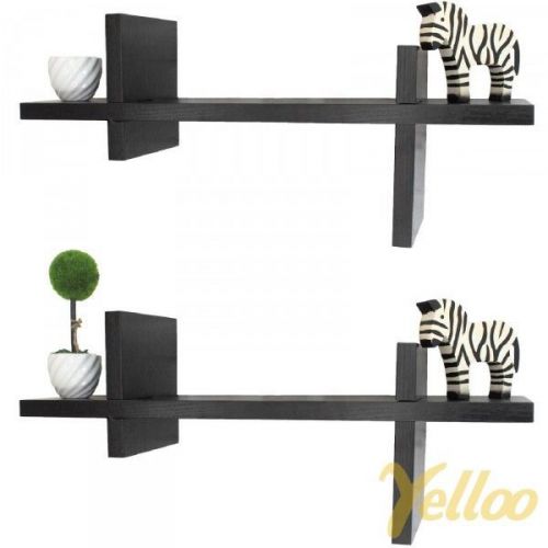 Set 2 MENSOLE Design MODERNO Legno Marrone Scuro Mensole a Parete CROSSING MA