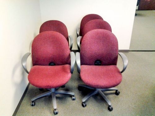 Lot of (5)  CHR-072 - Maroon - Haworth &#034;Accolade&#034; Operator / Task Chairs