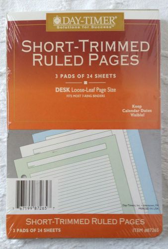 Day-Timer Desk Ruled Note Pages Loose Leaf 7-Ring 3 x 24 Sheet 87265 Planner New