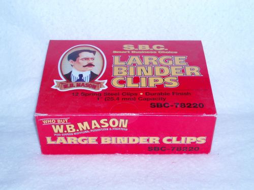 W.B. Mason Large Binder Clips 1&#034; SBC-78220 12-Count