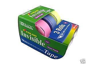 3 Rolls Color Invisible Tape 3/4&#034; x 500&#034; each Matte