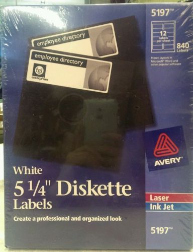 AVERY 5197 5 1/4 DISKETTE LABELS FOR LASER/INKJET PRINTERS WHITE 840/PK UNOPENED