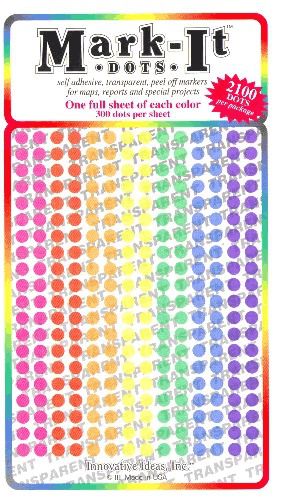 Map dots - 7 assorted colors 120 each - 840 total for sale