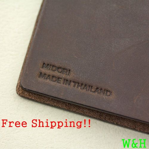 New midori traveler&#039;s notebook brown leather cover from japan f/s for sale