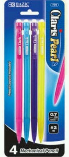 Bazic 735-12 Claris Pearl 0.7 mm Mechanical Pencil, 4 Pack