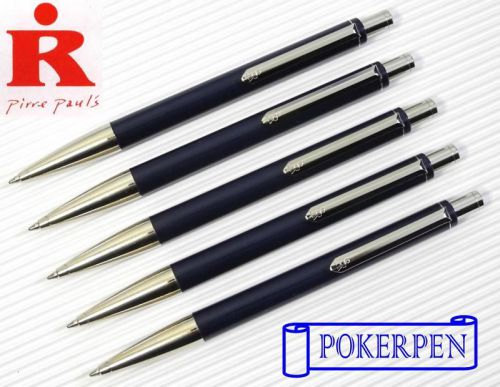 10 PIRRE PAUL&#039;S R600 retractable ballpoint pen BLUE. Black barrel BLUE ink