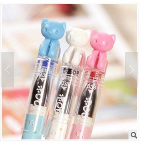 Lot 4pcs Cute Korean Cat Kitty 0.38mm Rollerball Point Pens office supply Cute