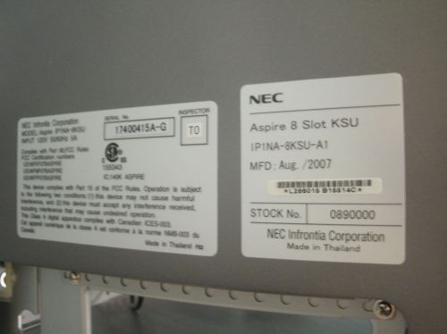 Nec aspire 0890000 - ip1na 8ksu a1 - 8 slot ksu cabinet with cover - empty for sale