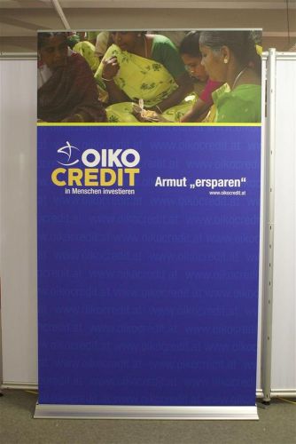 Mega rollup display 150x250cm  silbernes gehause inkl. printgreen! grafik for sale